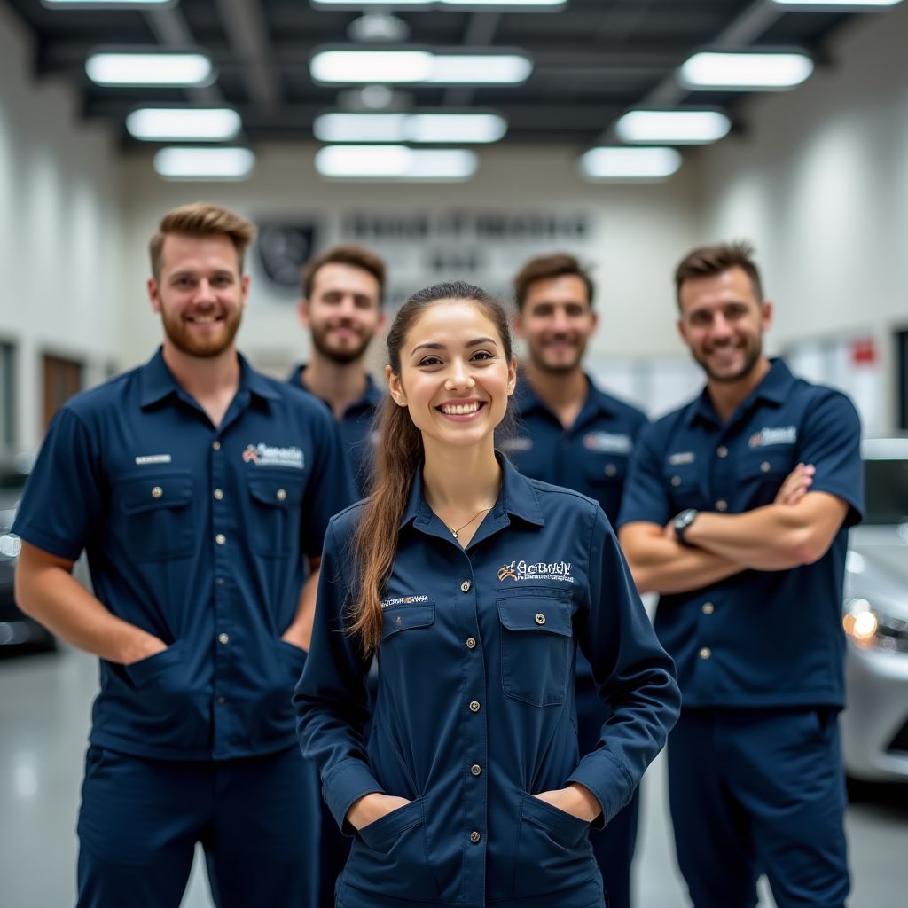 Echipa AutoClean în fața centrului de detailing